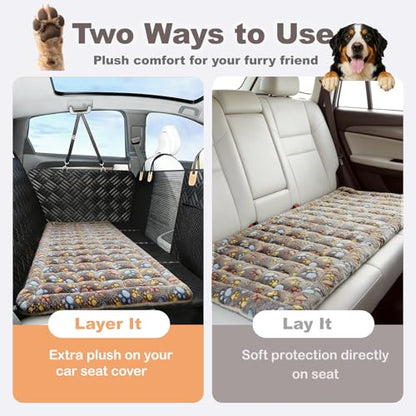 Thickened Dog Bed for Car Back Seat, Upgraded Bottom Non-Slip, Fits Hard Bottom car seat Cover for Dogs, Premium Mixed Color, Dog Car Seat Cover - color: Gray-paw