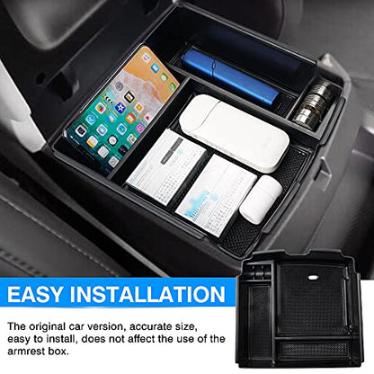 Autorder Center Console Organizer for 2022-2026 Kia Carnival KA4 MPV Accessories Armrest Storage Box Secondary Insert Tray with Orange/Black Silicone Pad - size: 2022-2026 Kia Carnival KA4 MPV