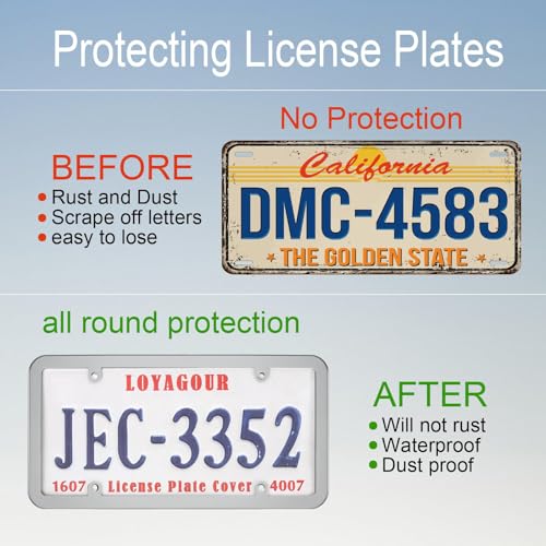 2Pack License Plate Cover and Frames,Clear Front and Rear License Plate Holder Shield,Unbreakable Car Licence Plate Chrome Frame Protector fits Any Standard US Plates (Chrome Frame) - color: Chrome Frame with Clear Cover