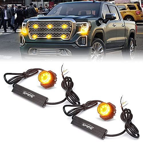 Xprite Hideaway Strobe Lights Amber LED Strobe Light Kit with 14 Flash Patterns Grill Strobe Lights for Trucks Surface Mount Headlight Taillight Emergency Warning for Work and Tow Vehicles - 2PCS - color: Amber, size: 2pcs