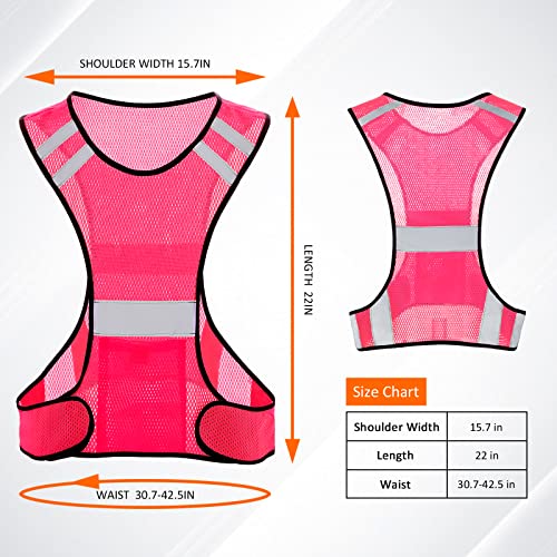 TCCFCCT Reflective Running Vest, High Visibility Running Gear with Large Pocket - color: 3 Pack Mesh Pink