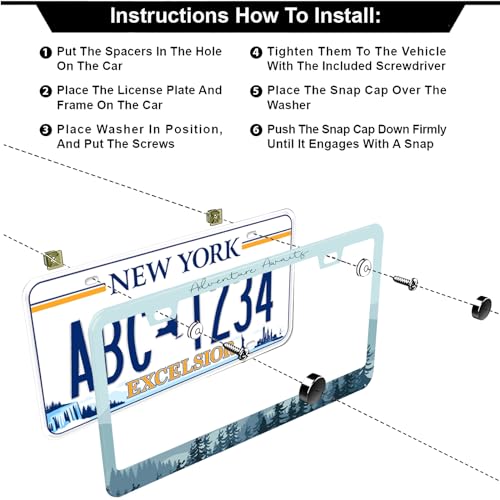 Adventure Awaits License Plate Frames, 2 Pack Adventure, Outdoors, Camper, Hiking, Mountain Car Plate Frame, Stainless Steel License Plate Holder with Free Screws Fasteners Caps (Adventure Awaits) - color: Adventure awaits