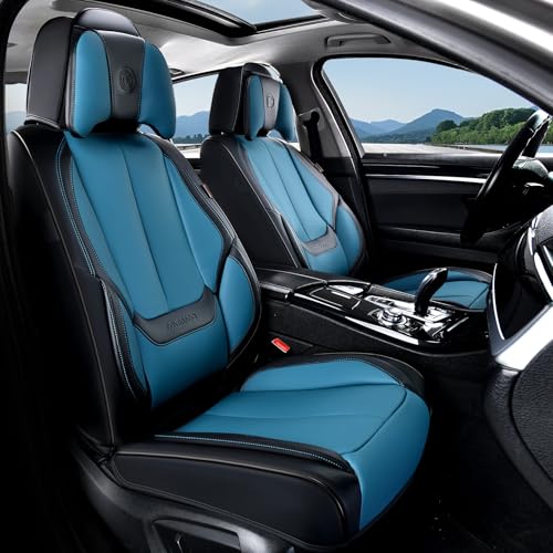 Coverado Seat Covers, Car Seat Covers Front Seats, Car Seat Cover, Car Seat Protector Waterproof, Seat Cushion Nappa Leather with Head Pillow, Carseat Cover Universal Fit for Most Cars (Black&Blue) - color: Black&Blue(Pillow), size: Front