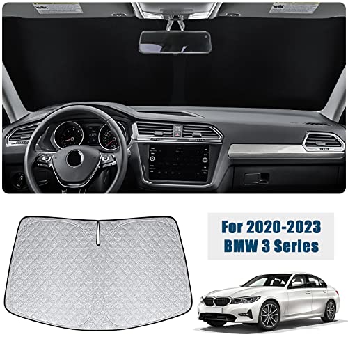 6 Layers Front Windshield Sun Shade Custom Fit for 2020-2024 BMW 3 Series, Foldable Car Sunshade with Storage Bag, Heat Reflective & UV Protection - size: 2020-2024 BMW 3 Series
