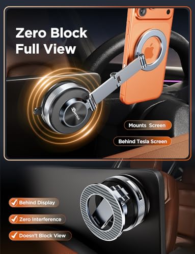 MSXTTLY Magnetic Car Phone Holder 360° Adjustable Tesla Phone Mount Foldable Car Mount 2026 Zinc-Alloy Magsafe Phone Holders for Your Car for iPhone 17 Pro Max 16 15 14 13 12 Plus, Carbon Fiber - color: Space Gray