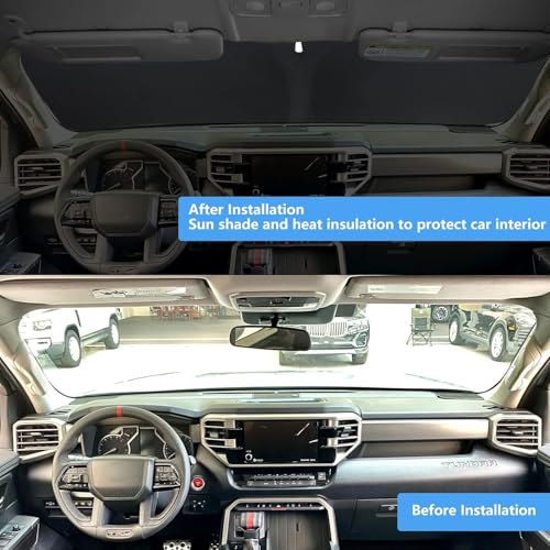 Custom Fit Toyota Tundra 2026-2022 Windshield Sun Shade, Front Window Sunshade for Tundra TRD Pro, Limited, SR5, Platinum, Foldable Sun Visor UV Protector Heat Shield Window Screen Cover Keep Car Cool - size: E. for Toyota Tundra 2022-2026