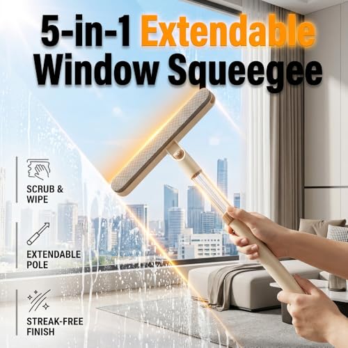 Window Screen Cleaning Brush, 2 in 1 Window Screen Cleaner Tool with Squeegee, Multi-Use Car Windshield Cleaning Tool, Window Washing Kit (White) - color: White
