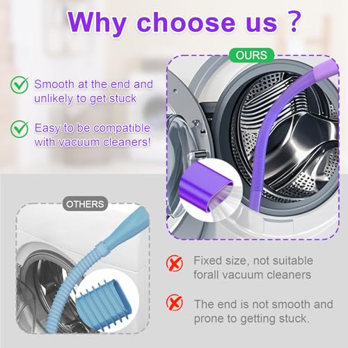 Upgraded Dryer Vent Cleaner: Universal Vacuum Hose Kit Attachment for Lint Removal Fits All Vacuums Cleaner Dryer Cleaning Tools for Clogged Ducts (Purple) - color: Purple