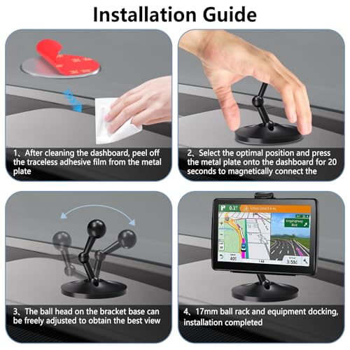 for Garmin GPS Mount,Upgrade Aluminium Magnetism Dashboard Mount，17mm Ball Holder, Compatible with Garmin Nuvi, RV, Dezl, Drive, Drivesmart, Driveassist