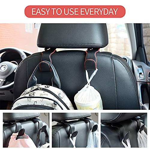 Car Hooks Universal Car Vehicle Back Seat Headrest Hanger Holder Hook Microfiber Leather & Stainless Steel for Bag Purse Cloth Drink Grocery (Brown) - color: Brown
