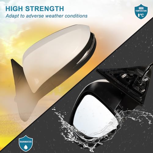 Left Driver side Mirror Fits 2014-2019 Toyota Highlander With Power Glass, Heated,Turn Signal and Manual Folding,Without Blind Spot Match White Replace 87940-0E130(6Pins) - color: White, size: 6Pins-Left