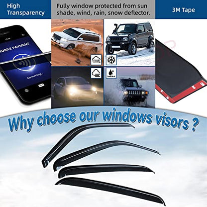 4pcs Window Visors Compatible with Tahoe Yukon 2000-2006 Compatible with Escalade Base 2002-2006 Front+Rear Smoke Sun/Rain Guard Outside Mount Tape-On - size: Compatible with GMC 2000-2006