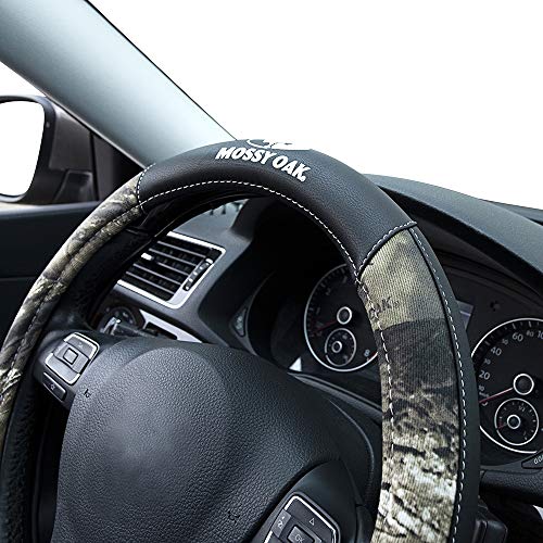 Mossy Oak Camo Steering Wheel Cover, Universal 15 inch - Made with Premium PVC Leather and Cotton Fabric - Official Licensed Product - color: Cotton Steering Wheel Cover