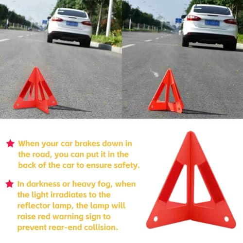 Akozon Emergency Triangles, Portable Car Roadside Triangles Emergency Breakdown Reflective Triangle For Car Warning Safety Road Stop Sign
