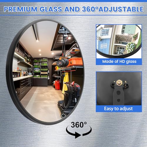 Convex Mirror for Truck with Bracket, Truck Blind Spot Mirrors Universal 360° Adjustable Round Spot Mirrors for Trucks Off-road Replacement (1Pcs, 6.7inch)