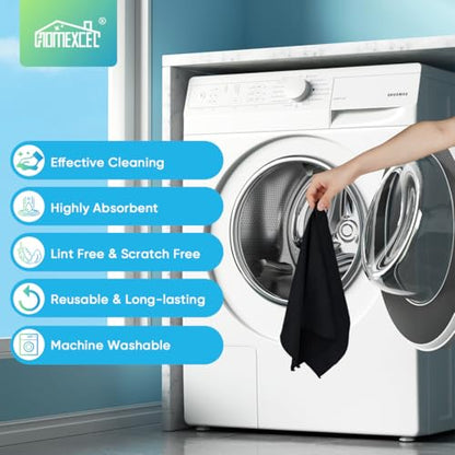 HOMEXCEL Black Microfiber Cleaning Cloth, 24 Pack Cleaning Towels for Kitchen, Lint Free, Scratch-Free, Highly Absorbent, and Reusable Cleaning Rags for House, Window and Glass, Cars, 11.5 X11.5 inch - color: Black