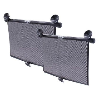 Toddleroo by North States - Extra Wide Car Window Shades for Baby: Car Shades for Side Windows - Retractable Pull-Down Roller - Black - 2-Pack
