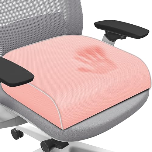 SweetSlubr Seat Cushion for Tailbone Pain Relief, Office Chair Cushion, Memory Foam Large Chair Cushion with Non-Slip Cover for Soft Support at Office Chair, Car Seat, Airplane Pink/Large - color: Pink, size: Large