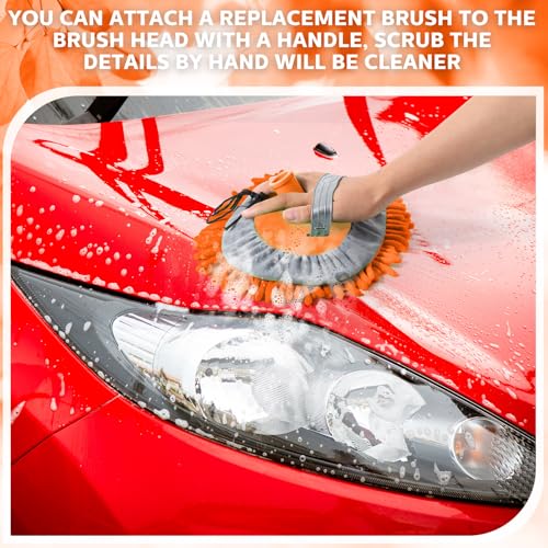 Layhit 5 Pcs Car Wash Mitt Set, Brush Not Included, Microfiber Mitt Cleaning Car Truck Washing Tools Kit RV Pickup Chenille Scratch Replacement (Orange) - color: Orange