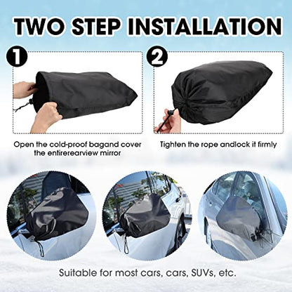 Frienda 6 Pieces Waterproof Side Mirror Covers Auto Rearview Protection Cover Exterior Rear View Accessories Car Mirror Accessories with Drawstrings for Car Vehicle Winter