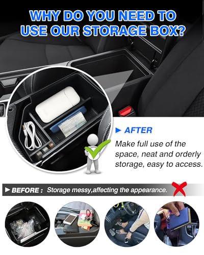 Autorder Center Console Organizer for 2022 2023 2024 2025 Kia EV6 Accessories Armrest Storage Box Secondary Insert Tray with Anti-slip Mat - size: 1PC Armrest Storage Box