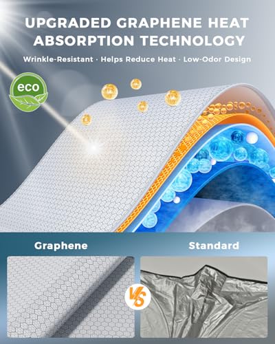 helloleiboo Graphene Car Windshield Sun Shade – 57" x 31" Foldable Car Sun Shade, Advanced Heat Absorption & UV Protection, Universal Fit for Cars, SUVs & Trucks - size: 57*31 Inches