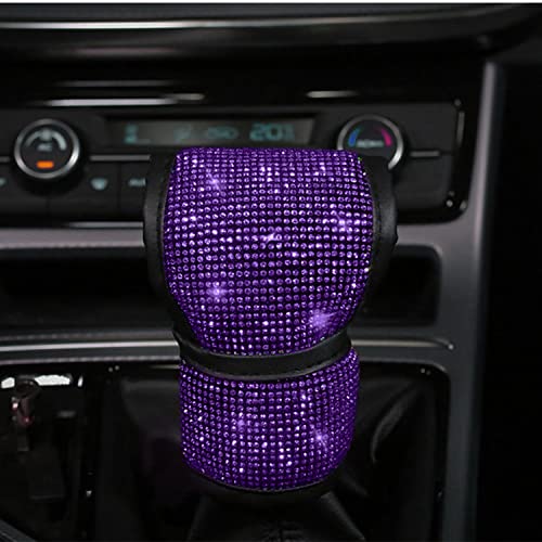 Plush Auto Gear Shift Knob Cover with Crystal Glitter Bling Rhinestones for Girls,Lady Universal Fit (Bling) (Purple) - color: Purple