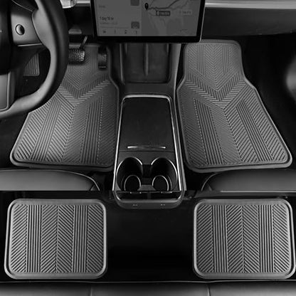 CAR PASS Universal Car Floor Mats & Cargo Liner Full Set, Waterproof Anti-Slip Rubber Trim to Fit Trunk Mats All Weather Protection Fit Car SUV Sedan Coupe Vehicle Automotive 5 Pieces, S-M Size Gray - color: Gray