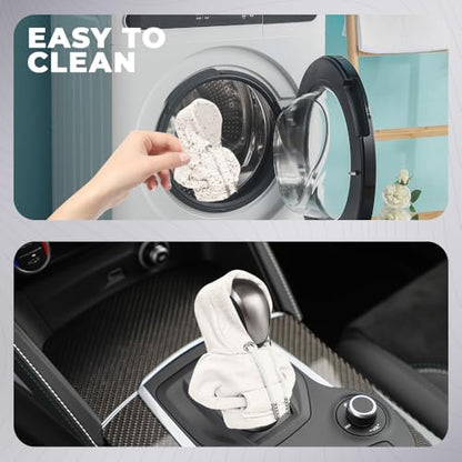 Gear Shift Hoodie, Gear Shift Cover, Fashionable Hoodie Automotive Gear Shift Knob Protector, Car Accessories Mini Sweater Gear Shift Knob Cover for Car Gear Shift Levers (White) - color: White