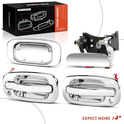 A-Premium - Tailgate Handle with Bezel & Front Exterior Door Handles - Compatible with 1999-2007 Chevy Silverado & GMC Sierra 1500 2500 3500 - Pack of 4, Front & Tailgate, Replace# 15034985, 15034986