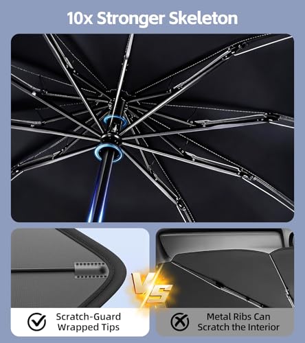 Upgraded 2026 Windshield Sun Shade Umbrella, UPF50+ Nano Crystal UV Protection, Foldable Umbrella Sunshade for Car Windshield, Durable Sun Visor for Car Windshield(X-Large-63×31") - size: X-Large
