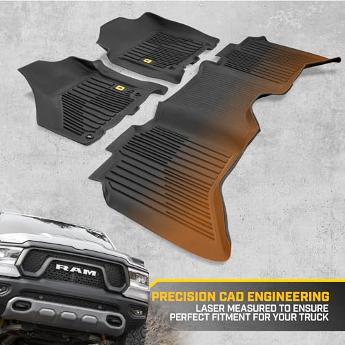 CAT® JustFit™ 3D Custom Fit Floor Mats for Dodge Ram 1500 Crew Cab 2009-2018, Dodge Ram 2500/3500 Crew Cab 2010-2018, Classic 2019-2024 - Heavy Duty Floor-Liner Protection Laser Measured - style: Dodge Ram 1500 Crew Cab (2009-2018)/ Dodge Ram 2500/3500 Cr