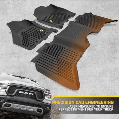 CAT® JustFit™ 3D Custom Fit Floor Mats for Dodge Ram 1500 Crew Cab 2009-2018, Dodge Ram 2500/3500 Crew Cab 2010-2018, Classic 2019-2024 - Heavy Duty Floor-Liner Protection Laser Measured - style: Dodge Ram 1500 Crew Cab (2009-2018)/ Dodge Ram 2500/3500 Cr