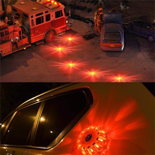 Shakven 12 Led Flasher Lamp Car Roadside Flares Emergencys Accessories Auto Lamp | Magnetic Emergencys Flashlight Car Warning Light Led Flasher Lamp,Led Flasher Lamp For Vechiles,Car Warning Light - color: orange red light