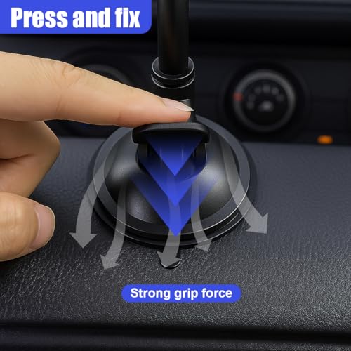 Car Phone Holder Mount, Gooseneck Long Arm Cell Phone Holder, Windshield Window, Dashboard Anti-Shake Handsfree Stand with Strong Suction Cup, Fit for Most Cellphone(Black) - color: Black