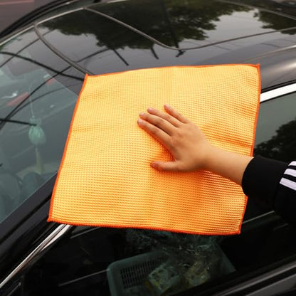 2PCS Car Wash Towel Glass Cleaning Water Drying Microfiber Window Clean Wipe Auto Detailing Waffle Weave (2Pcs-Yellow) - color: 2pcs-yellow