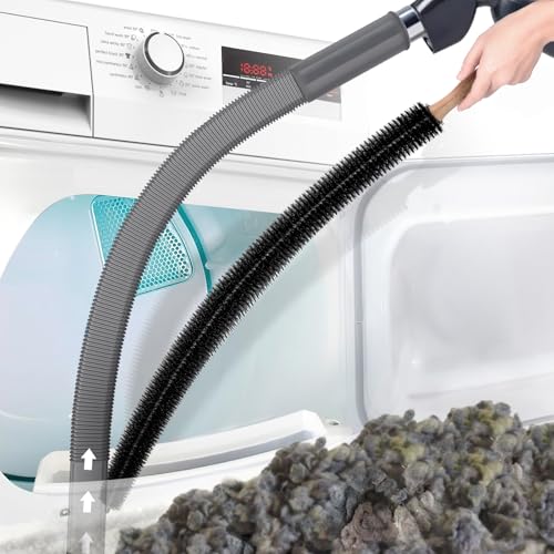 PetOde 2 Pieces Dryer Vent Cleaner Kit Compatible with Most Vacuum Cleaner, Dryer Lint Brush and Vacuum Hose Attachment, Quickly Lint Remover, Deep Gray - color: Deep Gray