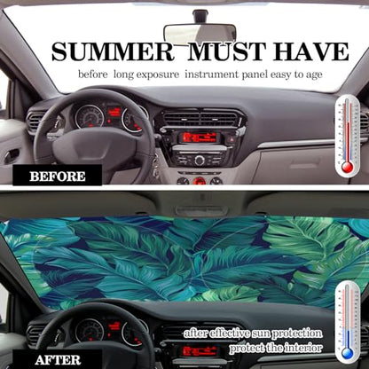 Windshield Sun Shade Foldable Car Front Window Covers for Car Accessories Sun Heat UV Rays Visor Protector Protection for Universal Cars SUV Truck(Leaf) - style: Leaf