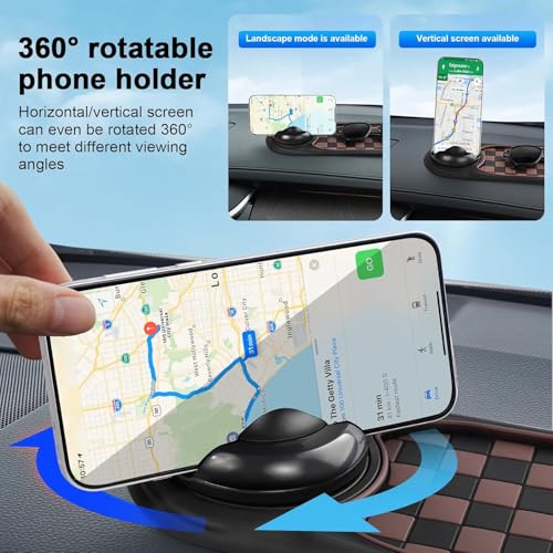 Multifunction Car Anti-Slip Mat, 3-in-1 Rotating Dashboard Mat, Large Storage Pad, Anti-Slip Phone Holder, 360° Rotating Mount with Parking Number (Brown) - color: Brown