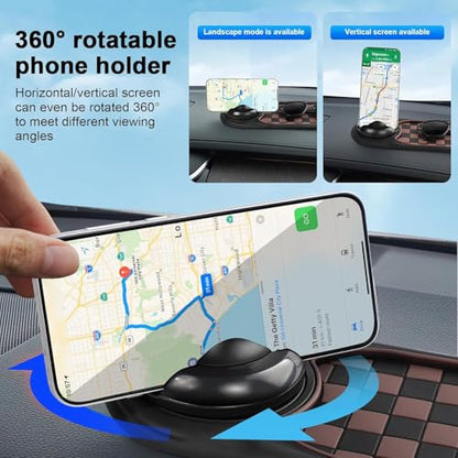 Multifunction Car Anti-Slip Mat, 3-in-1 Rotating Dashboard Mat, Large Storage Pad, Anti-Slip Phone Holder, 360° Rotating Mount with Parking Number (Brown) - color: Brown