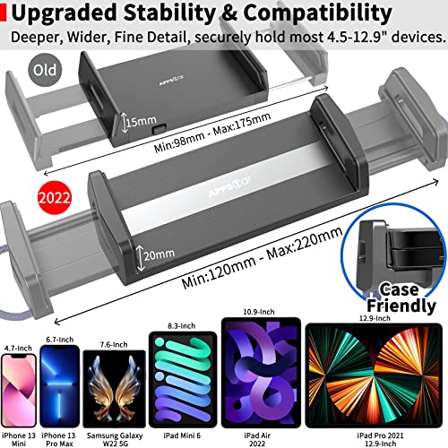 APPS2Car for Sturdy iPad Holder for Car CD Slot Tablet Mount, 2-in-1 Universal 4.7-13" Holder for iPad Pro 12.9" 13" Air Mini, iPhone, Galaxy Z Fold, Adjustable 360° Rotation, Road Trip Essentials - style: 2nd Generation