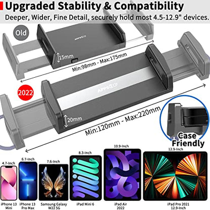 APPS2Car for Sturdy iPad Holder for Car CD Slot Tablet Mount, 2-in-1 Universal 4.7-13" Holder for iPad Pro 12.9" 13" Air Mini, iPhone, Galaxy Z Fold, Adjustable 360° Rotation, Road Trip Essentials - style: 2nd Generation