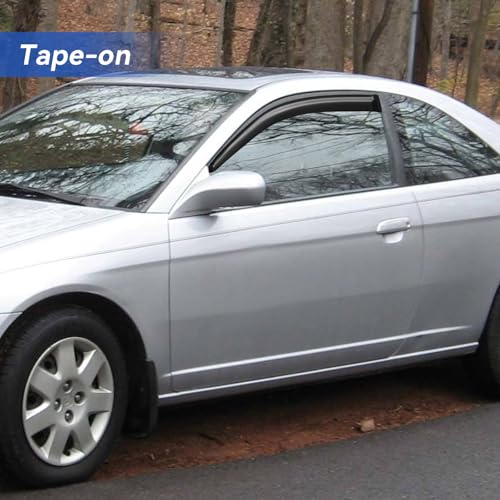 Window Visors Rain Guards Shield for 2001-2005 Honda Civic Coupe, Out-Channel Window Vent Wind Deflectors Visors Shades for 01-05 Civic - size: 2001-2005 Honda Civic Coupe