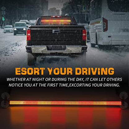 XRIDONSEN 35 inch Traffic Advisor Light Bar 144 LED Amber Red strobe lights Emergency Warning Flashing Safety Interior Windshield w/Directional Arrow for Construction Vehicles Snow plow Trucks - color: Amber/Red