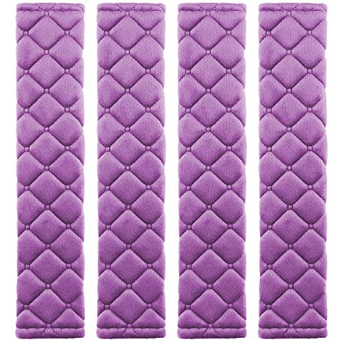 4 Pack Universal Car Seat Belt Pads, Adult Seat Belt Shoulder Strap Covers Harness Pad for Car/Bag,Soft Comfort Helps Protect You Neck Shoulder from The Seat Belt Rubbing (4pack-Purple) - color: purple
