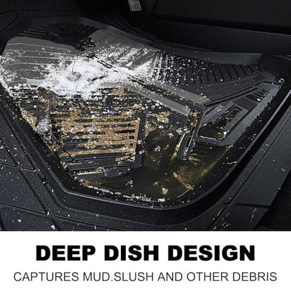 CAR PASS Heavy Duty Rubber Car Mats, Deep-Dish Car Floor Mats All Weather, Universal Two-Tone Trim-to-Fit for SUVs Trucks Sedans, Waterproof Anti-Slip, 3 Pieces V12 Black and Charcoal - color: Black and Charcoal