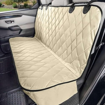 4Knines Back Seat Pet Cover for Dogs w/o Hammock – 54" Wide, Waterproof Car Seat Cover, Non-Slip, Heavy-Duty – Fits Cars, SUVs, Small Trucks – 2 Seat Belt & Latch Access – Back Seat Protector (Beige) - color: Beige