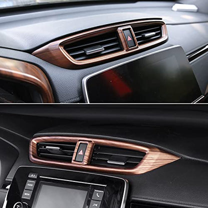 for CRV 2017-2022 Air Vent Trim Central Consoles Wind Outlet Panel ABS Peach Wood Grain Dashboard Stickers for CR-V CRV 2017 2018 2019 2020 2021 2022 LX, EX, EX-L, Touring, Hybrid - color: Central Consoles Wind Outlet Frame