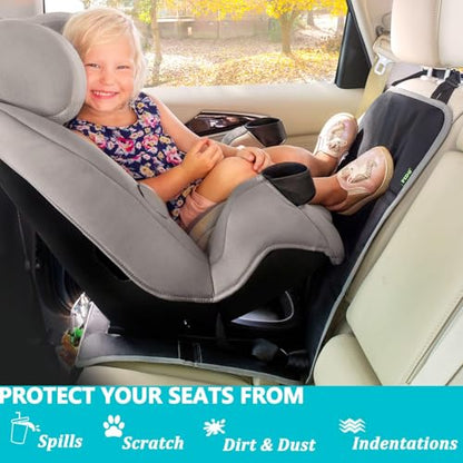 PIDO Car Seat Protector for Child Carseat with Thick Padding and Waterproof Fabric, 2 Pack Seat Cover Mat for Car Leather Upholstery (Black/Gray) - color: Gray stitching