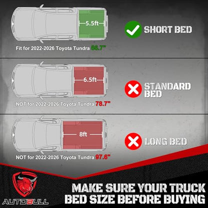 Truck Bed Mat Bed Liner Fit for Toyota Tundra Accessories CrewMax 2022-2026 5.5FT (Not Fit Drop-in Liners), Vehicle Truck Bed Liner Custom Fit All Weather Protection TPE Pickup Car Bed Mat - style: 17)2022-2026 |Toyota Tundra CrewMax Bed Mat (5.5FT)